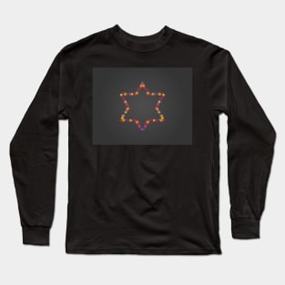 Floral Star Of David On Black Background Long Sleeve T-Shirt